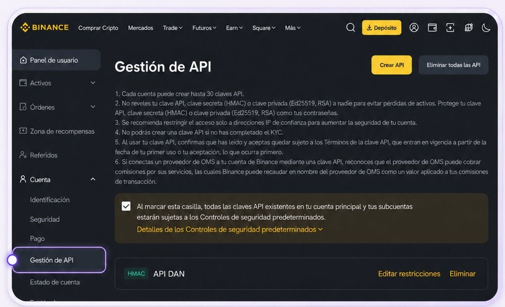 Ve a Gestión de API